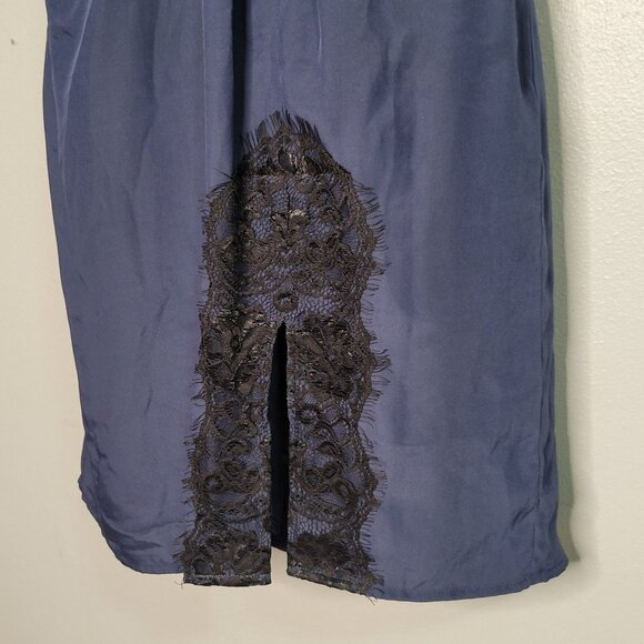 Victoria's Secret Women's 6 Satin Slip Dress Chemise Ruched Waist Lace Blue - Picture 7 of 8